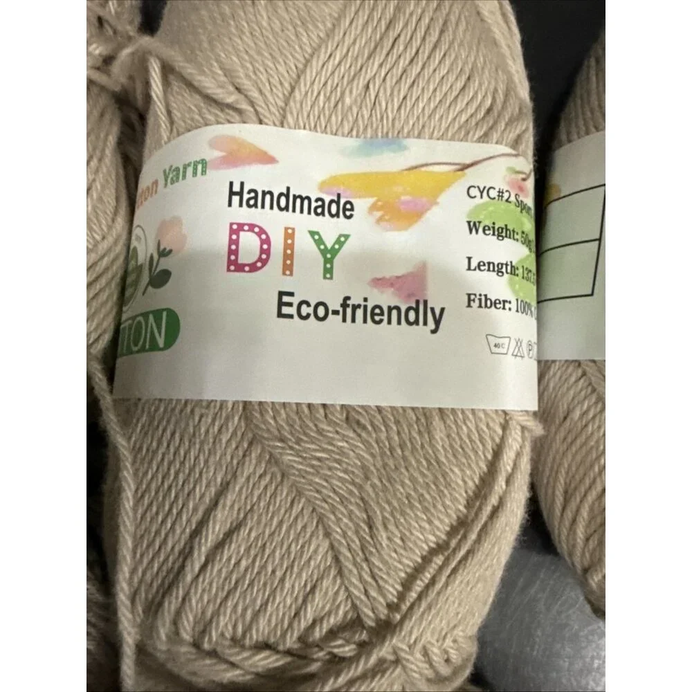 DIY Yarn Handmade Eco-friendly Pure 100% Cotton Tan Lot of 5 Skeins 1.76 oz each - Picture 4 of 9